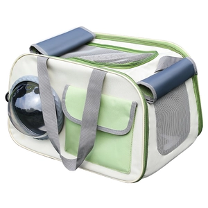 Breathable space capsule pet carrier bag with transparent window and shoulder strap