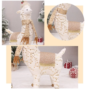Weihnachten Plüsch Alpaka Puppe mit Golddruck, festliches Lama Kuscheltier für Deko und Geschenke.