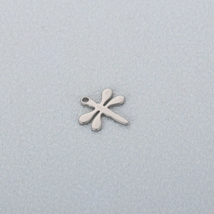 Polished stainless steel dragonfly pendant for DIY jewelry making with hanging loop detail