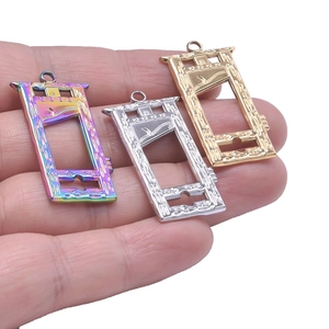 Unique 18k gold-plated guillotine pendant charms in rainbow, silver, and gold finishes