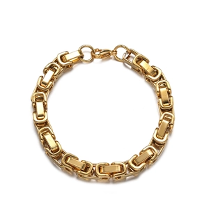 Polished 8mm gold stainless steel king chain bracelet with secure lobster clasp for men