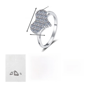 Moissanite ring details with GRA certification card and technical stone specifications