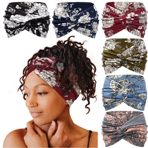 Diadema ancha cruzada con estampado floral para mujer yoga deporte y aire libre