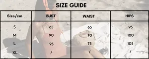 Detailed size chart for orange puff sleeve striped beach dress showing bust and waist
