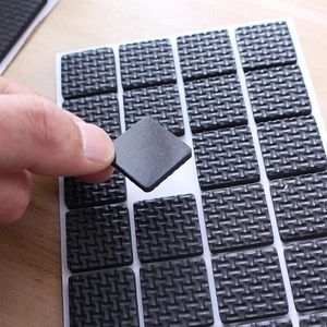 Self-adhesive EVA foam furniture pads for table legs in 24-piece black square set