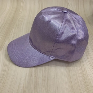 Trendy purple metallic sequin baseball cap with shimmering finish for outdoor sun protection