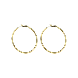 Classic minimalist golden hoop earrings for women featuring high polished metallic finish