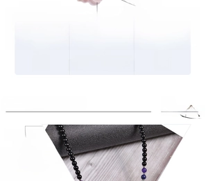 Detail view of 6mm natural gemstone necklace with size and weight specifications