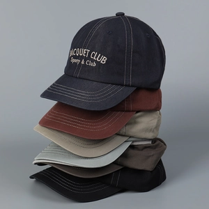 American Vintage Short Brim Cotton Baseball Cap For Men Women Letter Embroidery Racquet Club Tongue Cap Street Fashion Hat