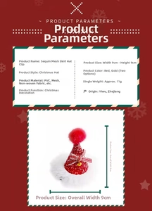 Detailansicht der Weihnachts-Haarklammer mit Pailletten-Minihut, Tüll und Glöckchen