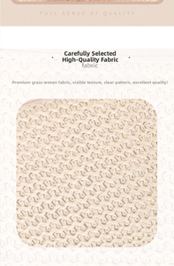 Macro shot of natural beige straw woven fabric texture showing intricate craftsmanship