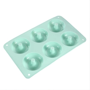 Light blue 6-cavity silicone donut baking mold for oven DIY cakes and desserts
