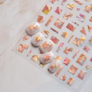 Elegant shell-light gradient geometric nail art stickers with warm orange and yellow tones