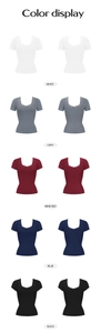 Options de couleur pour t-shirt col en U en blanc, gris, bordeaux, bleu et noir lacé