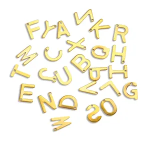 Stainless Steel Alphabet Letter Charms A-Z Single Hole Stamped Pendants For DIY Jewelry Making Necklaces Bracelets