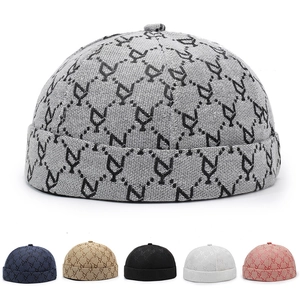 Cappello Docker Senza Tesa Jacquard Monogram Regolabile Miki Hat Streetwear Casual Protezione Solare Unisex Stile Vintage