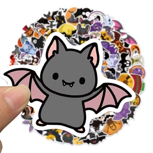 100pcs waterproof Halloween stickers featuring cute bats, pumpkins and spooky cartoon designs