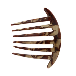 Classic tortoise shell 7-teeth acetate hair comb with a retro minimalist curved design