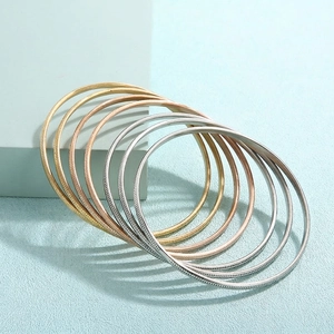 Bracciali Rigidi In Acciaio Inossidabile Da Donna Geometrici Texturizzati Multistrato Gioielli Di Moda Oro Argento Oro Rosa