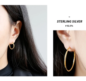 Detailed view of S925 sterling silver hoop earrings with 92.5% purity text