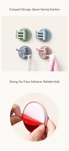 Three-arm rotating wall hooks with strong adhesive backing and easy peel installation