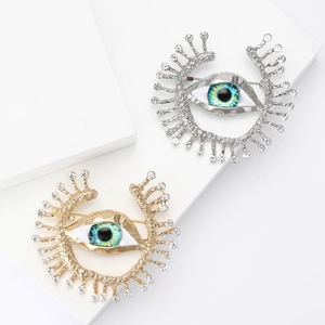 Fashion Creative Evil Eye Alloy Rhinestone Brooch Pin For Women Inlaid Crystal Eye Corsage Commute Jewelry Accessory