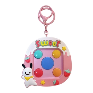 Süßer rosa Hase Spielkonsole Schlüsselanhänger, interaktives Push Pop Fidget Spielzeug für Kinder.