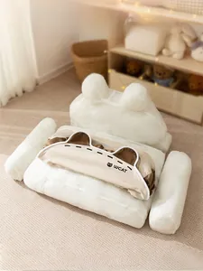 Washable pet bed with removable plush cover and inner cushions for easy cleaning