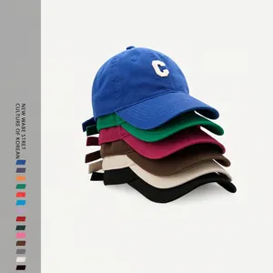 Classic cotton baseball cap with C letter embroidery in various colors and curved brim