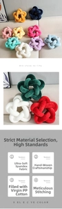 Close-up of star knot pillow made with spandex soft fabric and premium PP cotton filling