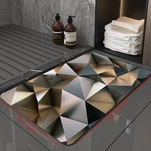 Detail view of 50x80cm geometric diatomite bath mat with non-slip texture and absorbent surface
