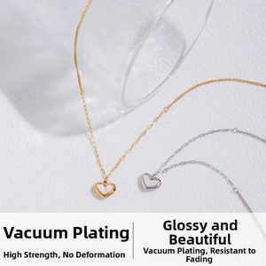 Close-up of vacuum plated heart shell necklace showing metallic luster and texture