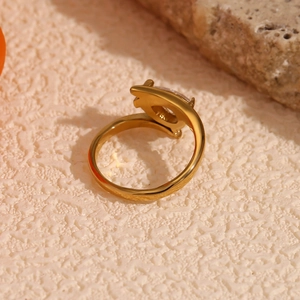 18K gold plated stainless steel wrap ring with sparkling waterdrop zircon stone
