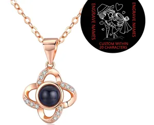 Close-up of rose gold pendant with customization option for personalized engraving