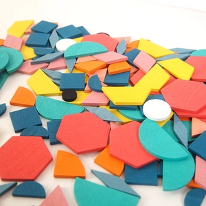 Creative 180-piece wooden pattern blocks with various colorful geometric shapes for kids