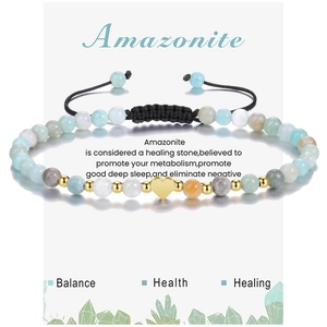 Natural Stone Beaded Bracelet With Heart Pendant Adjustable Healing Energy Handmade Jewelry For Women Amazonite Amethyst Rose Quartz