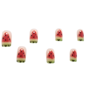 Selbstklebende Kunstnägel mit süßem Wassermelonen-Design in Rosa und Grün