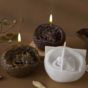 Macro detail of silicone mold and resin dragon egg candle with realistic scale texture