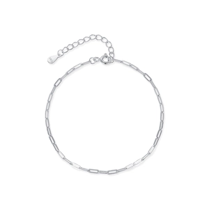 Minimalist 925 sterling silver paperclip link chain bracelet with lobster clasp and extender