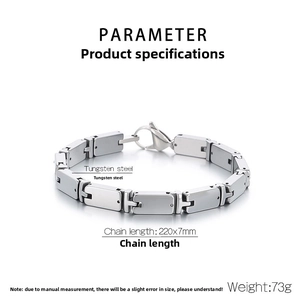 Macro shot of industrial style tungsten steel bracelet with 220x7mm dimensions