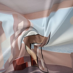 Detailed texture of silk bohemian tapestry featuring abstract geometric art and sea views