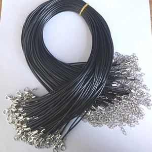 Waxed Cotton Cord Necklace String With Metal Lobster Clasp And Adjustable Extension Chain For DIY Jewelry Making Crafts