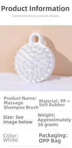 Detail view of white silicone scalp massager brush with PP handle and soft bristles