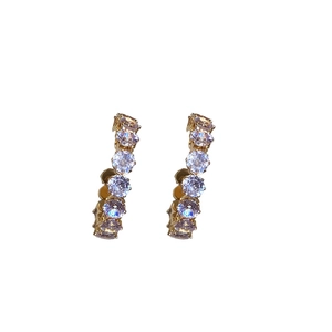 Elegant gold rhinestone hoop earrings with sparkling round crystals for women