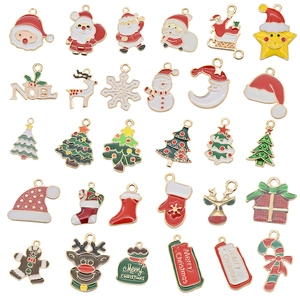Christmas Enamel Charms Zinc Alloy Oil Drop Pendants DIY Jewelry Making Accessory Necklace Bracelet Santa Tree Snowman