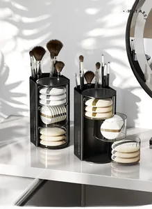 Detail showing the multi-layer rotating structure of the cosmetic sponge storage box