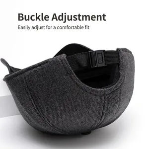 Adjustable dark grey baseball cap with embroidery back strap and metal buckle closure
