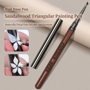 Pennello Professionale Per Nail Art Manico In Sandalo Impugnatura Triangolare Punta Angolata Per Disegno Fiori Manicure