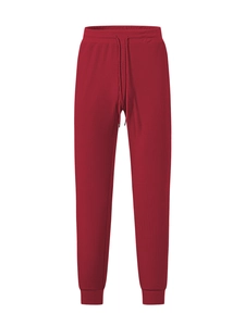 Pantaloni jogger da uomo in tessuto a nido d'ape bordeaux con coulisse e polsini