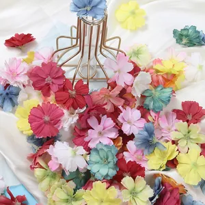 Vibrant multi-colored silk cosmos flower heads for DIY crafts and wedding decorations